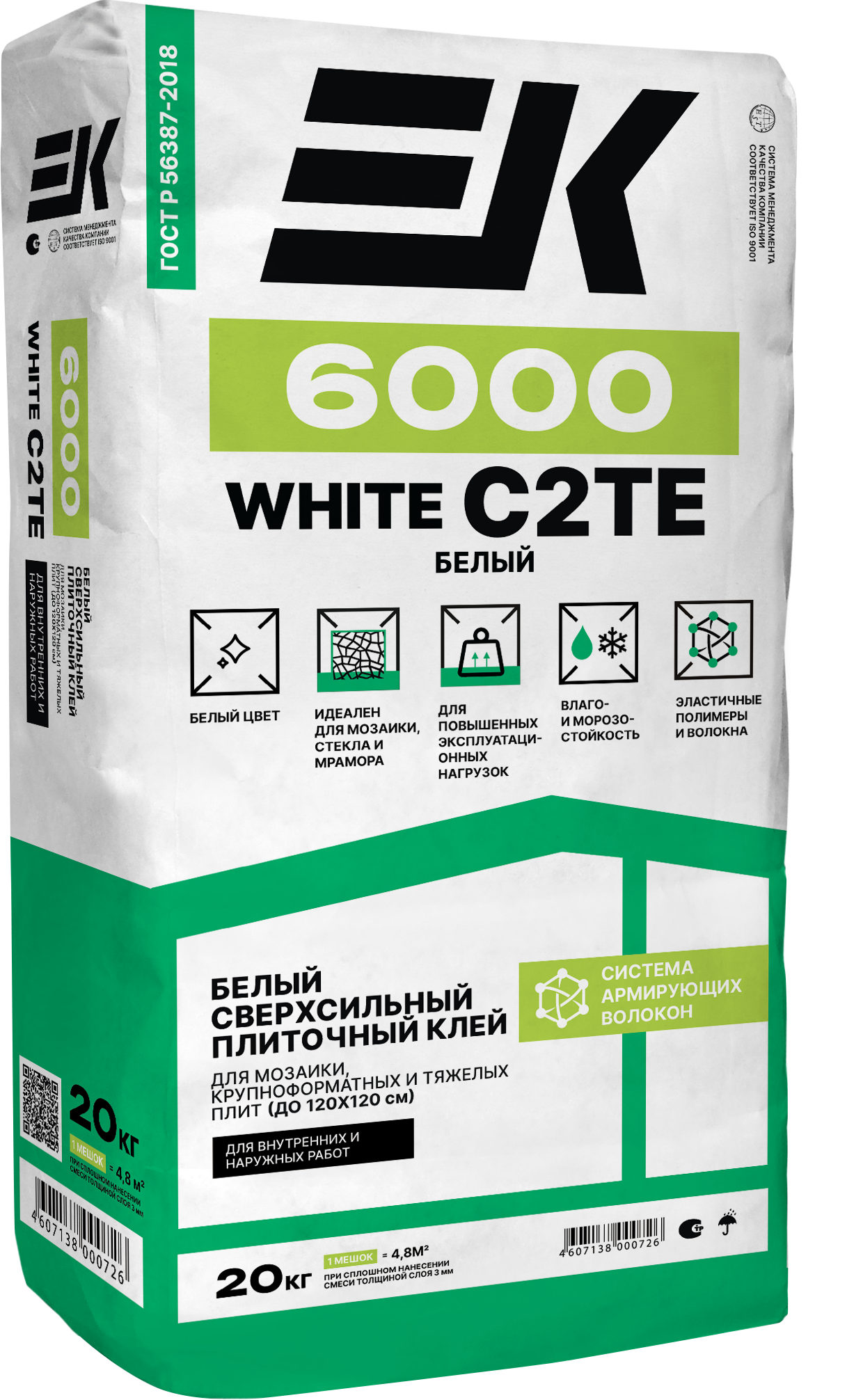 картинка ЕК 6000 MOZAIK плиточный клей 20кг(БЕЛЫЙ) от базы строительно-отделочных материалов