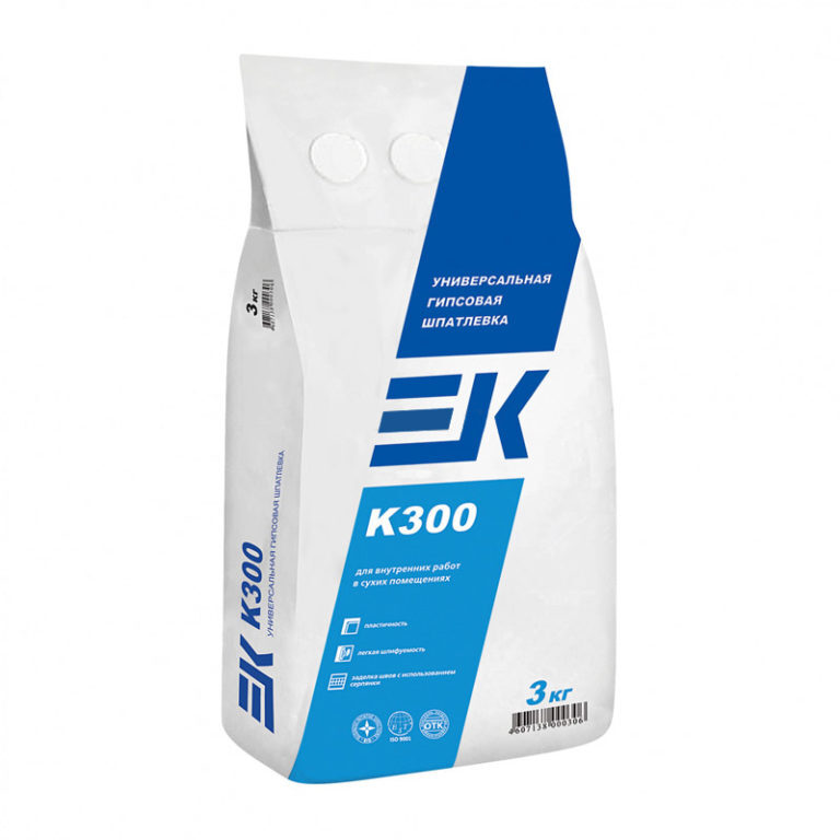 картинка Шпатлевка ЕК К300 гипсовая финиш, 3кг, белая от базы строительно-отделочных материалов